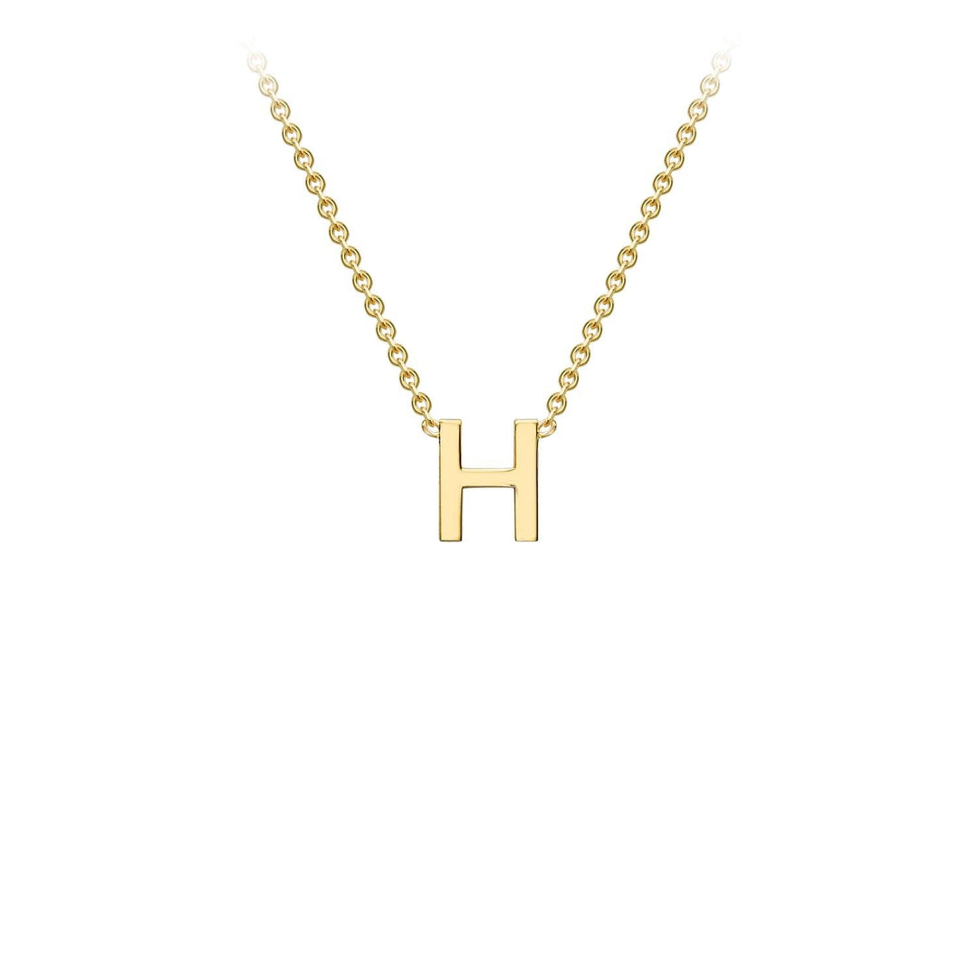 9K Yellow Gold 'H' Initial Adjustable Letter Necklace 38/43cm