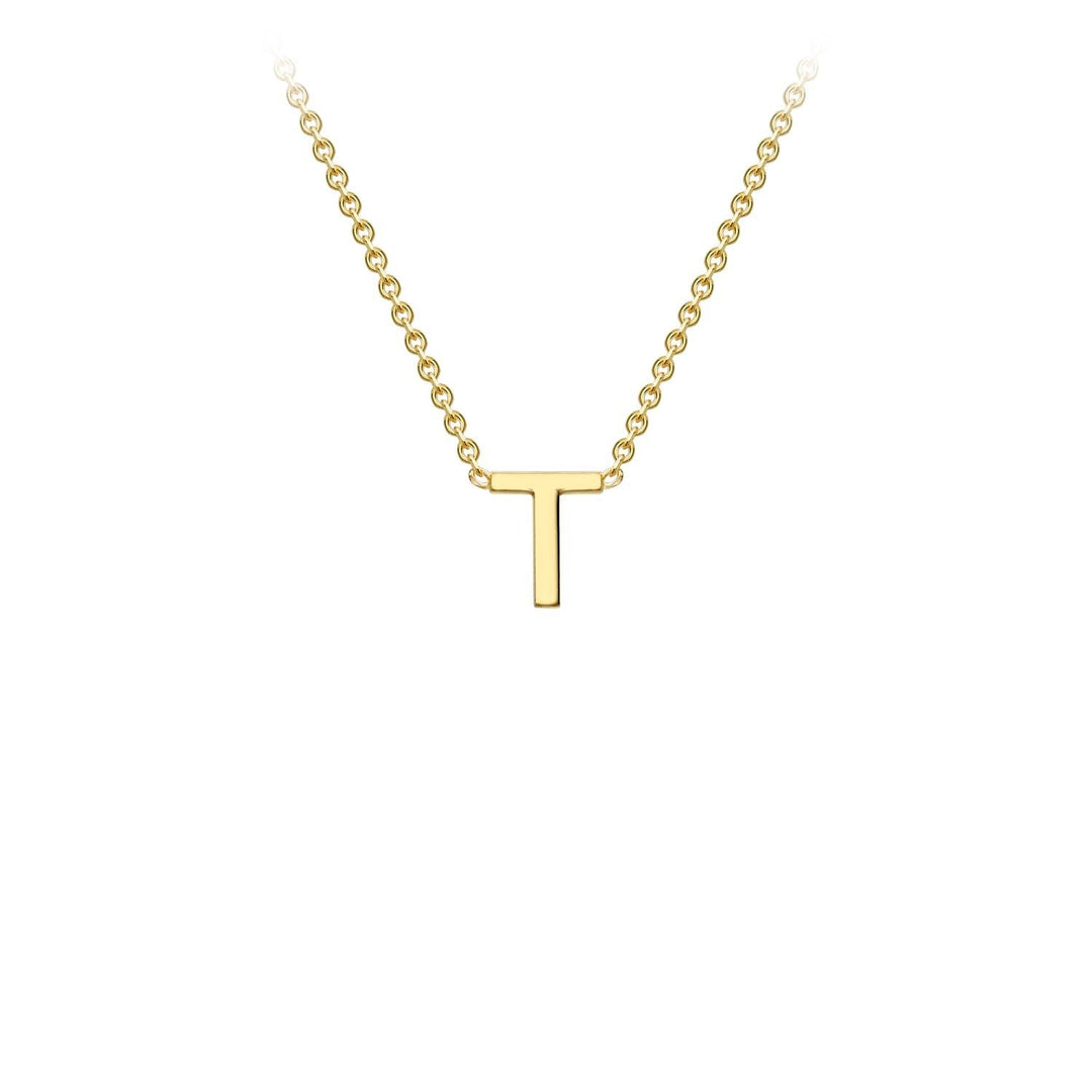 9K Yellow Gold 'T' Initial Adjustable Letter Necklace 38/43cm