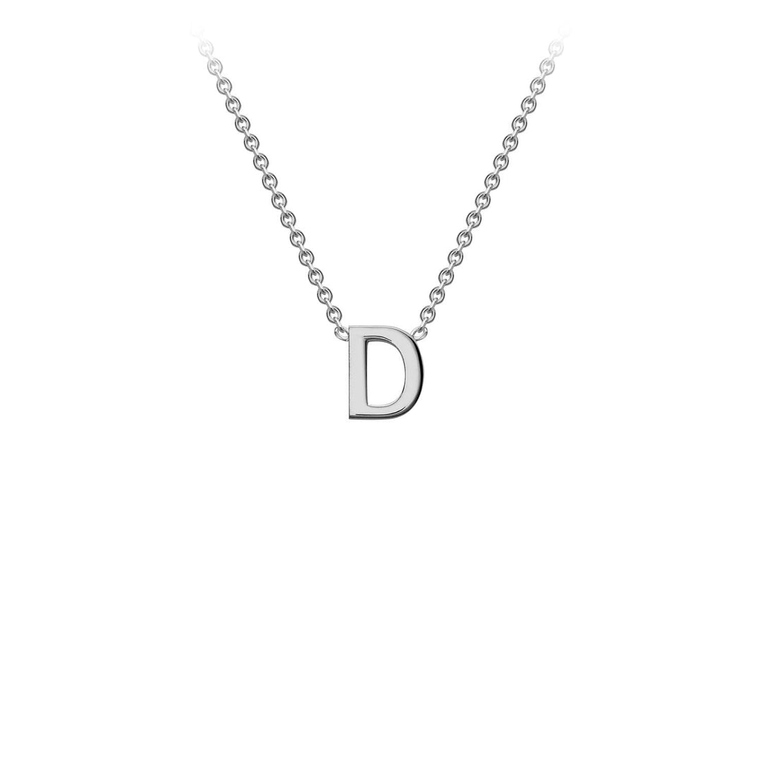 9K White Gold 'D' Initial Adjustable Letter Necklace 38/43cm