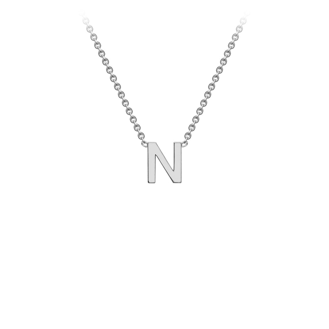 9K White Gold 'N' Initial Adjustable Letter Necklace 38/43cm
