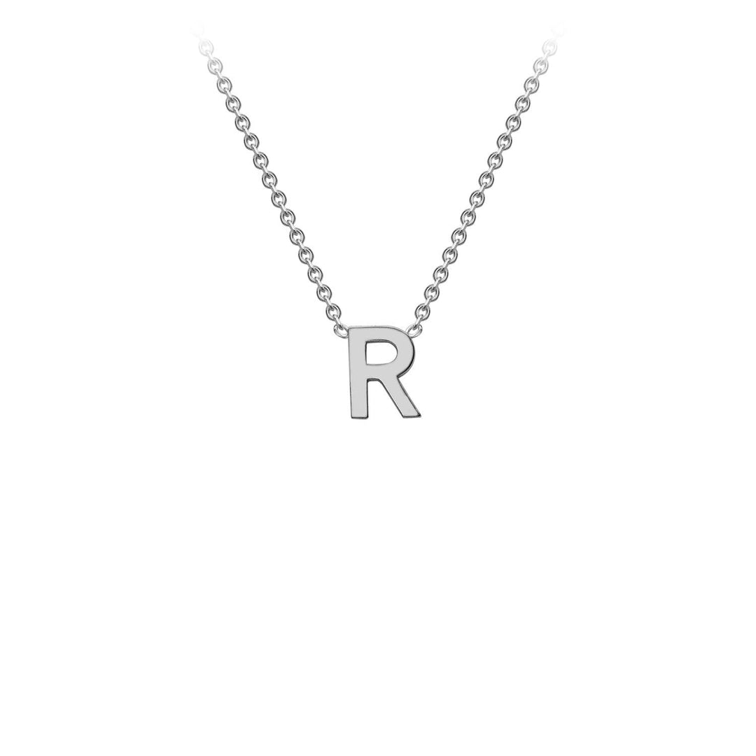 9K White Gold 'R' Initial Adjustable Letter Necklace 38/43cm