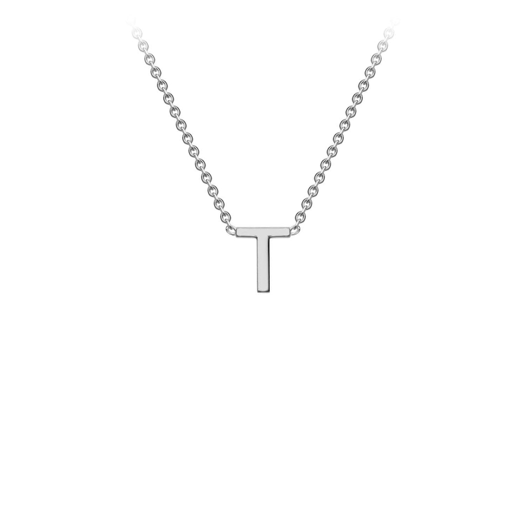 9K White Gold 'T' Initial Adjustable Letter Necklace 38/43cm