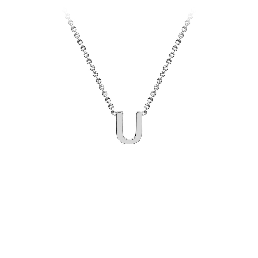9K White Gold 'U' Initial Adjustable Letter Necklace 38/43cm
