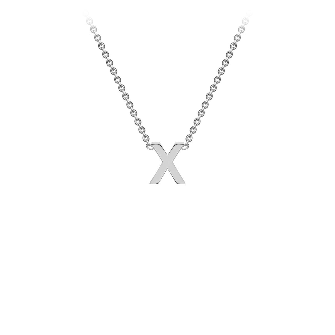 9K White Gold 'X' Initial Adjustable Letter Necklace 38/43cm