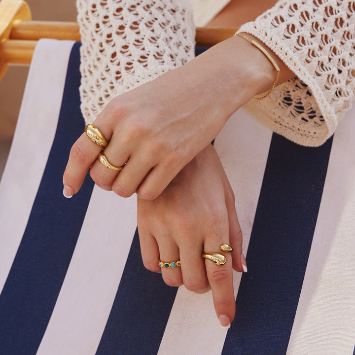 Ania Haie Gold Bezel Malachite and Lab Created Turquoise Ring