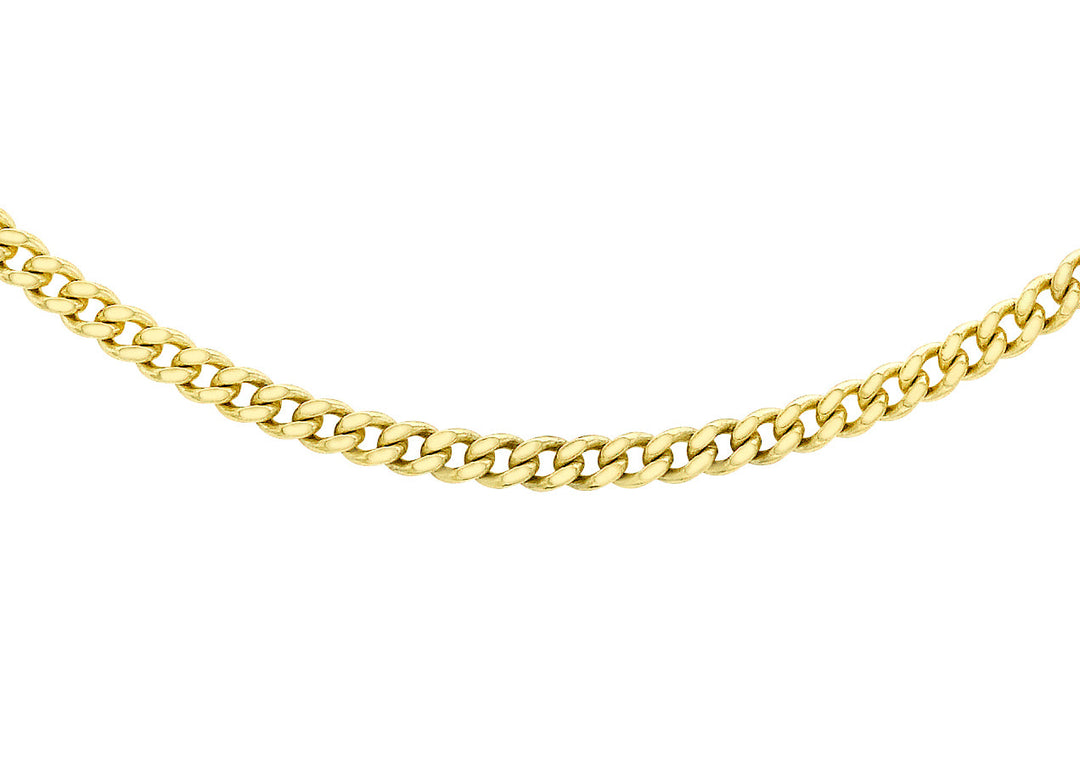 9K Yellow Gold 30 Diamond Cut Adjustable Curb Chain 41cm-46cm