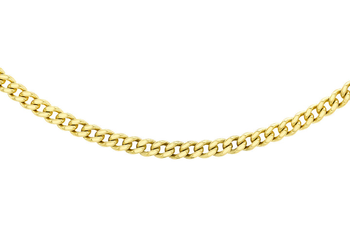 9K Yellow Gold 40 Diamond Cut Curb Chain 46cm