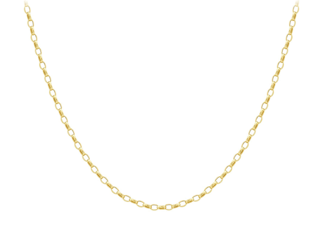 9K Yellow Gold Oval Belcher Necklace 45cm