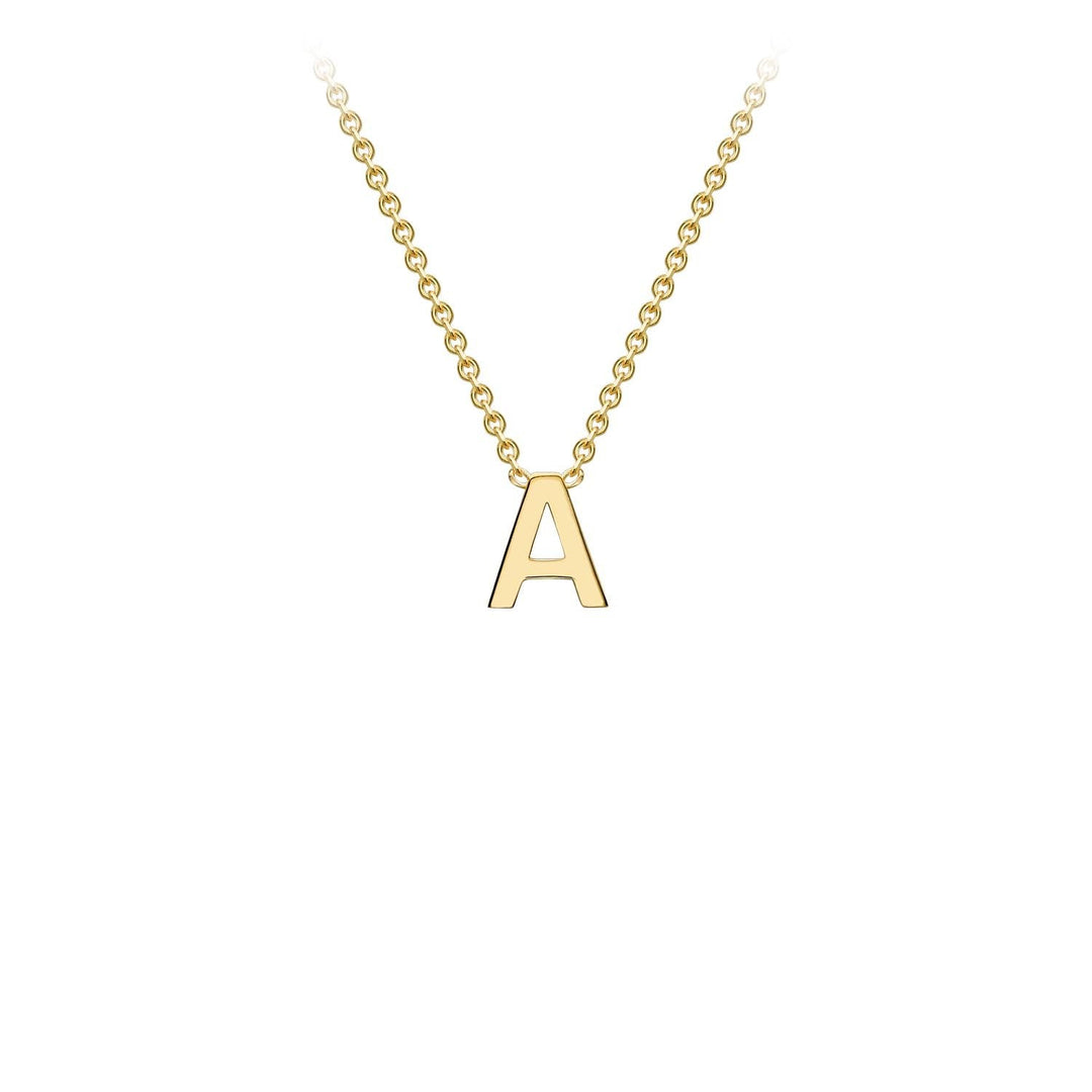 9K Yellow Gold 'A' Initial Adjustable Letter Necklace 38/43cm