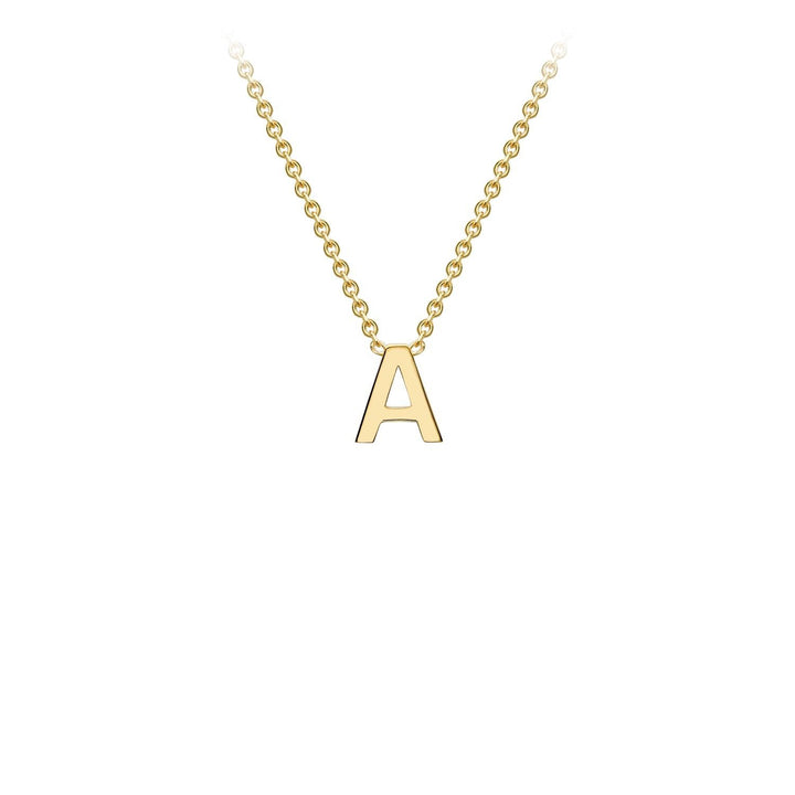 9K Yellow Gold 'A' Initial Adjustable Letter Necklace 38/43cm