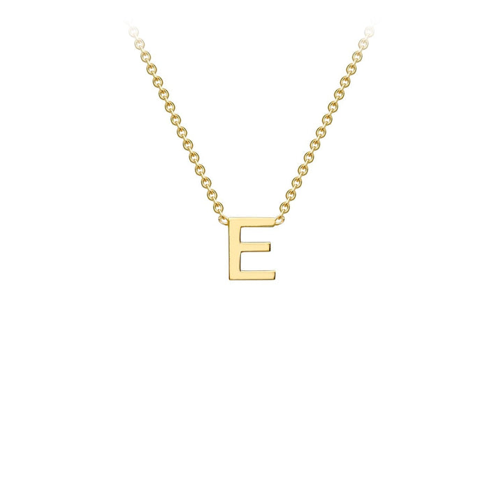 9K Yellow Gold 'E' Initial Adjustable Letter Necklace 38/43cm