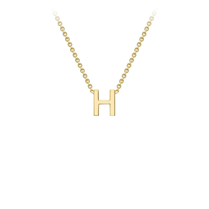 9K Yellow Gold 'H' Initial Adjustable Letter Necklace 38/43cm