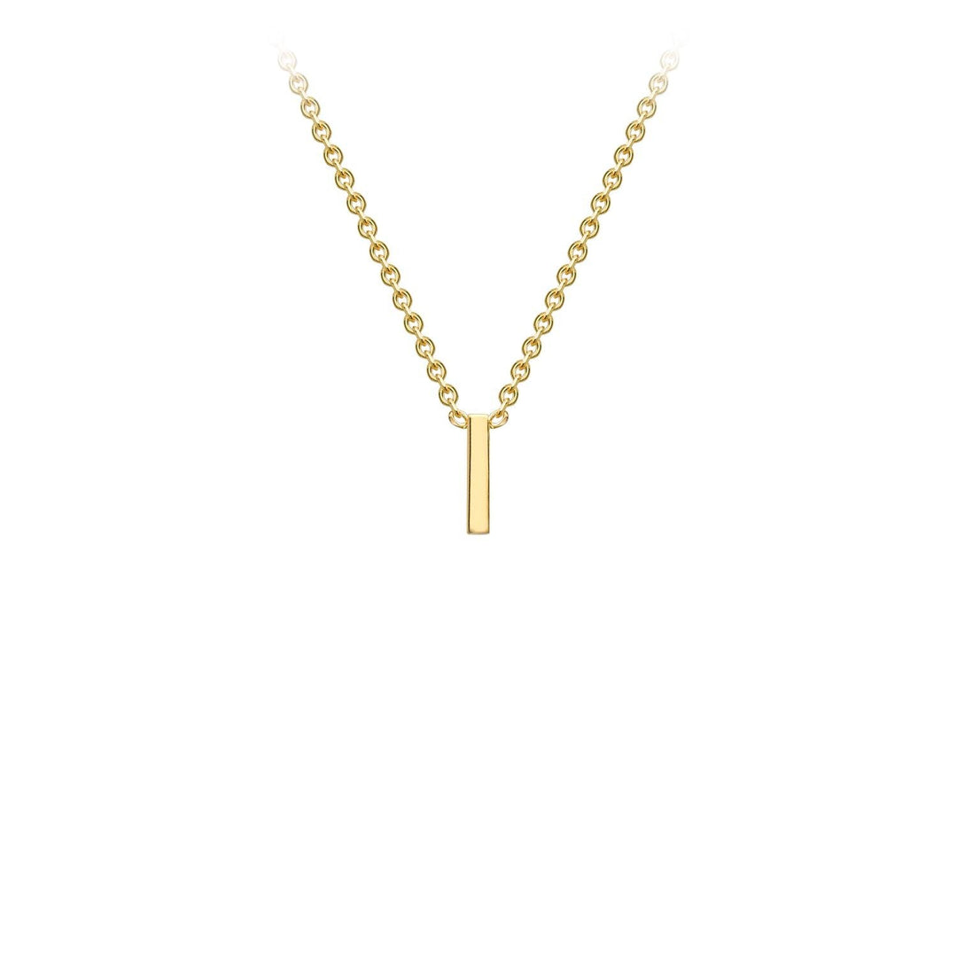 9K Yellow Gold 'I' Initial Adjustable Letter Necklace 38/43cm
