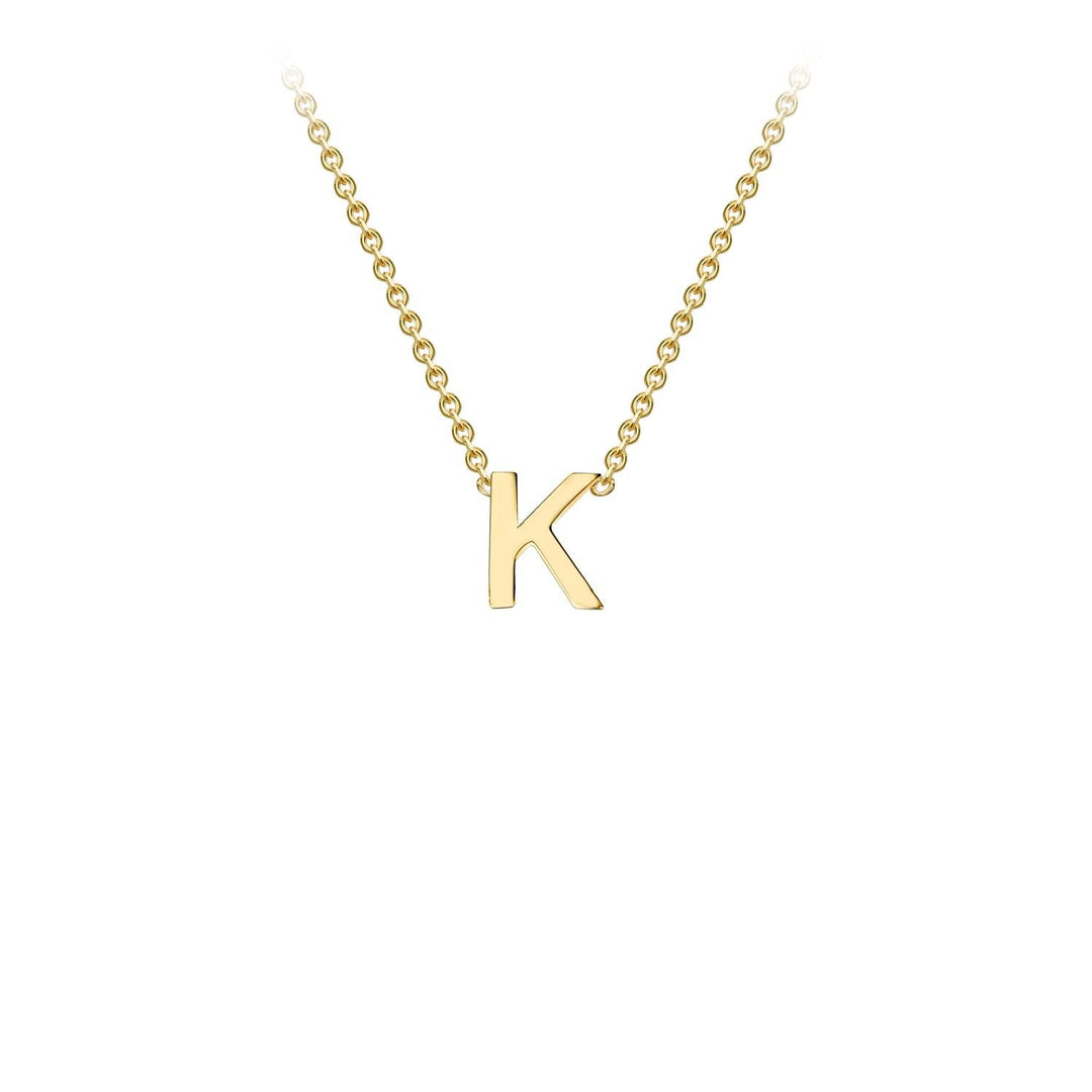 9K Yellow Gold 'K' Initial Adjustable Letter Necklace 38/43cm