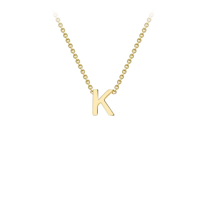 9K Yellow Gold 'K' Initial Adjustable Letter Necklace 38/43cm