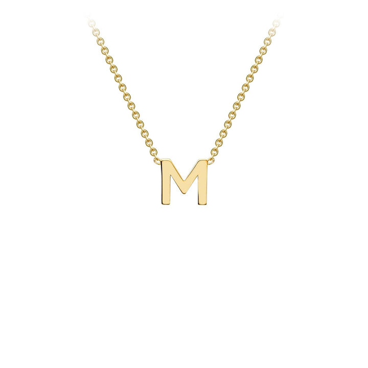 9K Yellow Gold 'M' Initial Adjustable Letter Necklace 38/43cm