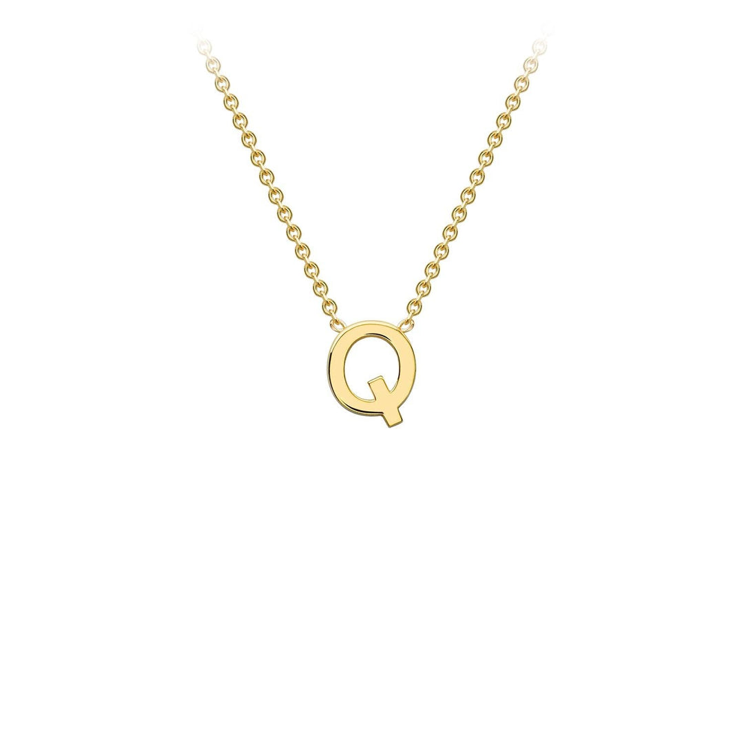 9K Yellow Gold 'Q' Initial Adjustable Letter Necklace 38/43cm