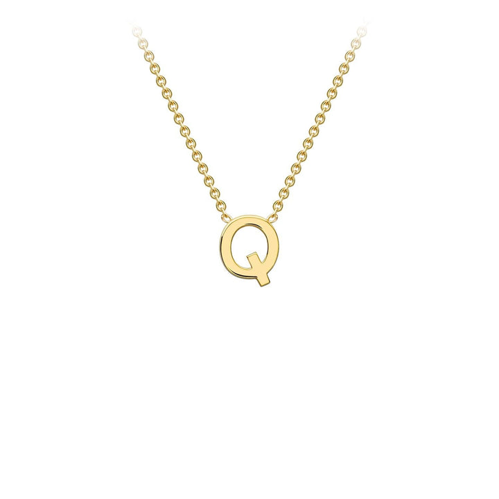 9K Yellow Gold 'Q' Initial Adjustable Letter Necklace 38/43cm