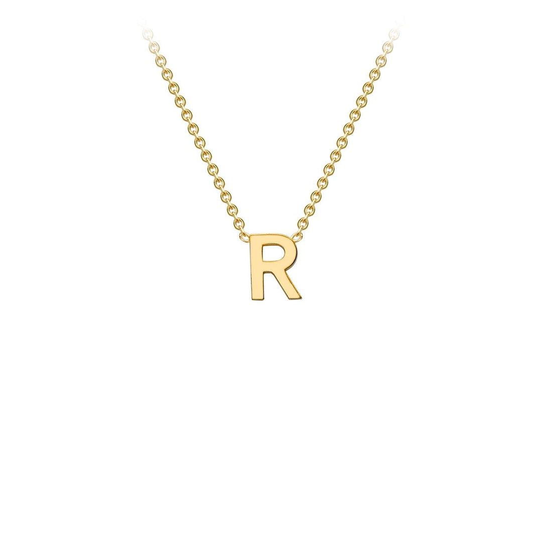 9K Yellow Gold 'R' Initial Adjustable Letter Necklace 38/43cm