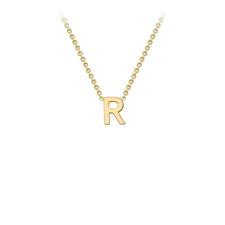 9K Yellow Gold 'R' Initial Adjustable Letter Necklace 38/43cm