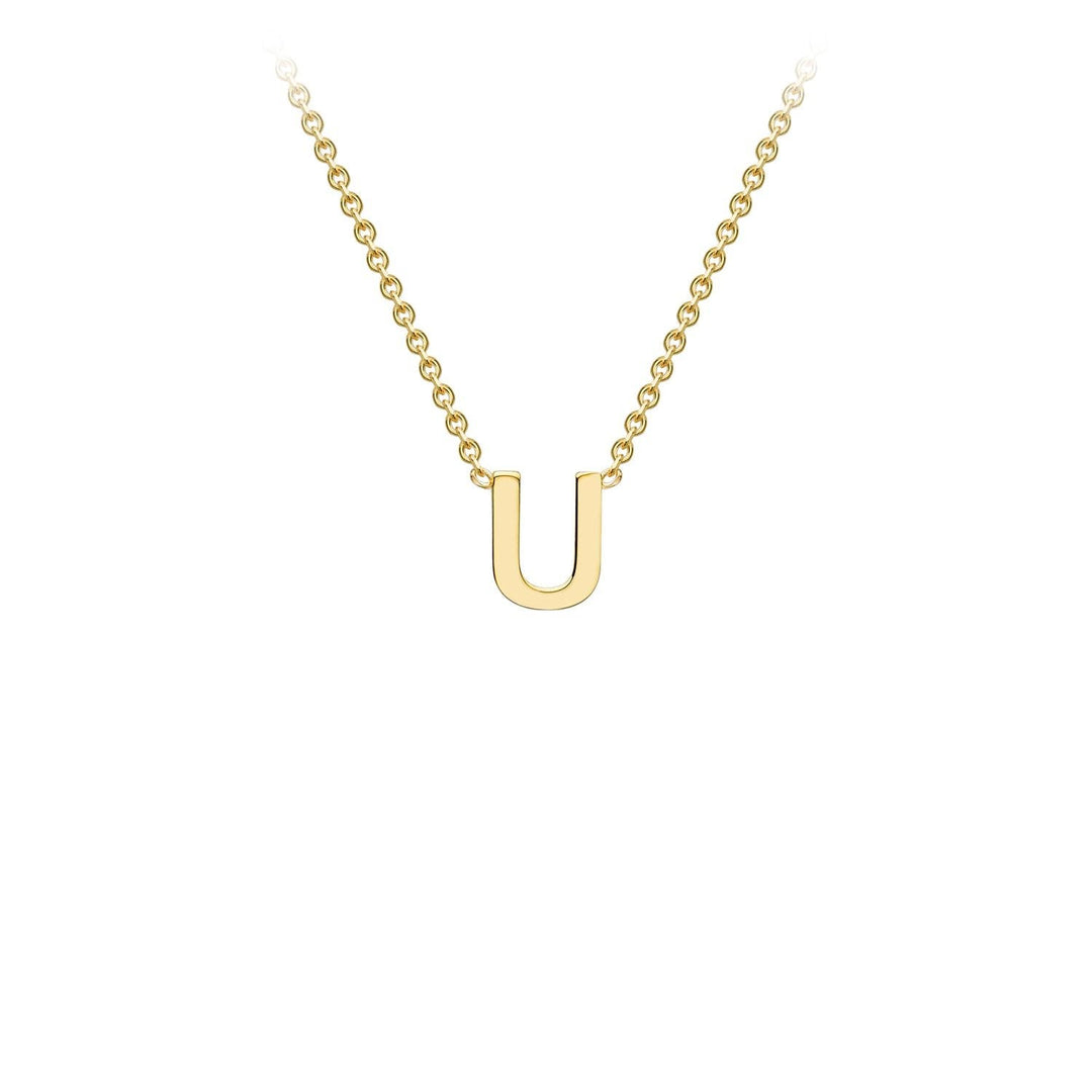 9K Yellow Gold 'U' Initial Adjustable Letter Necklace 38/43cm