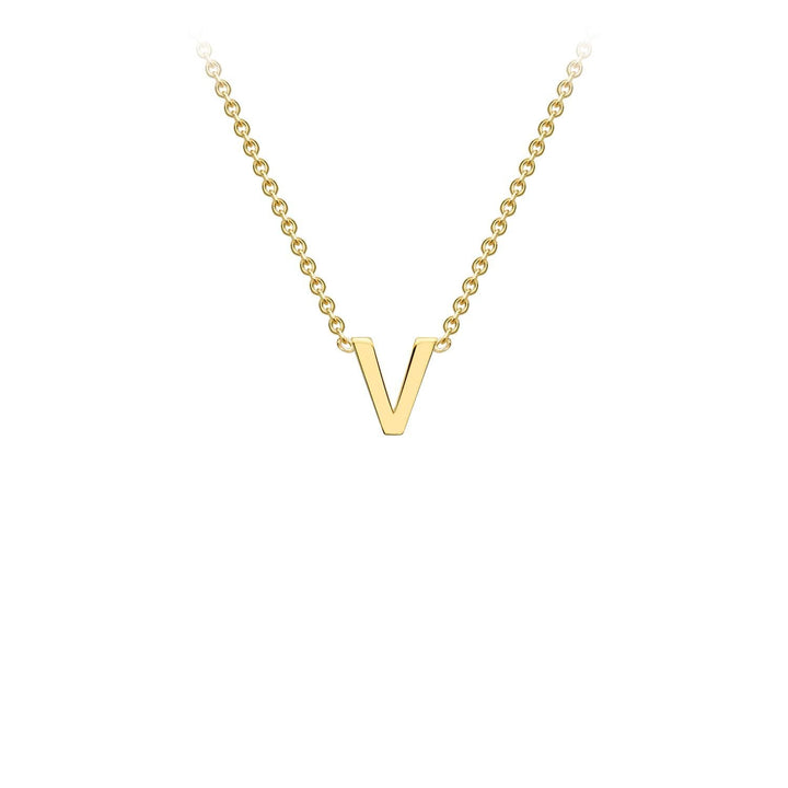 9K Yellow Gold 'V' Initial Adjustable Letter Necklace 38/43cm
