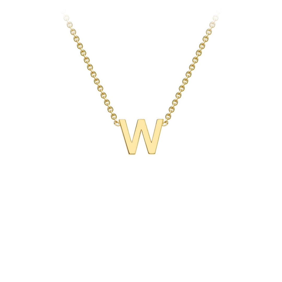 9K Yellow Gold 'W' Initial Adjustable Letter Necklace 38/43cm