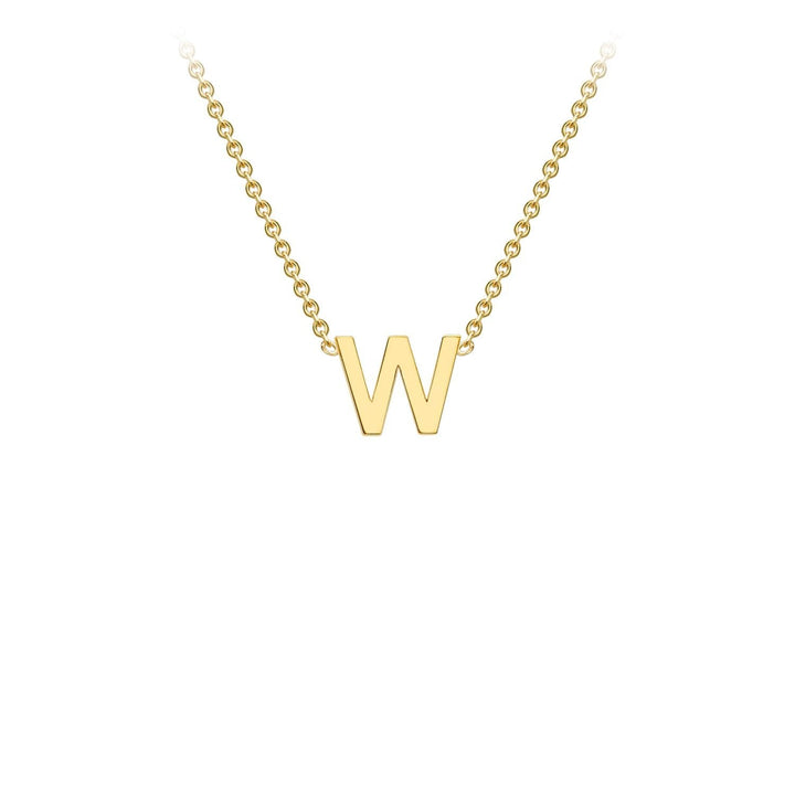 9K Yellow Gold 'W' Initial Adjustable Letter Necklace 38/43cm