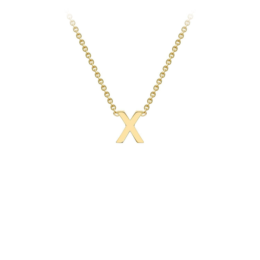 9K Yellow Gold 'X' Initial Adjustable Letter Necklace 38/43cm