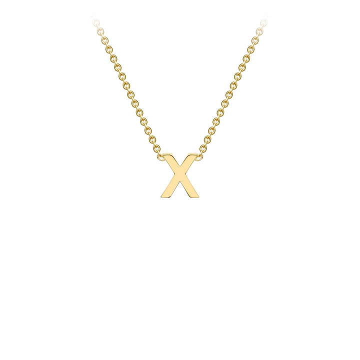 9K Yellow Gold 'X' Initial Adjustable Letter Necklace 38/43cm