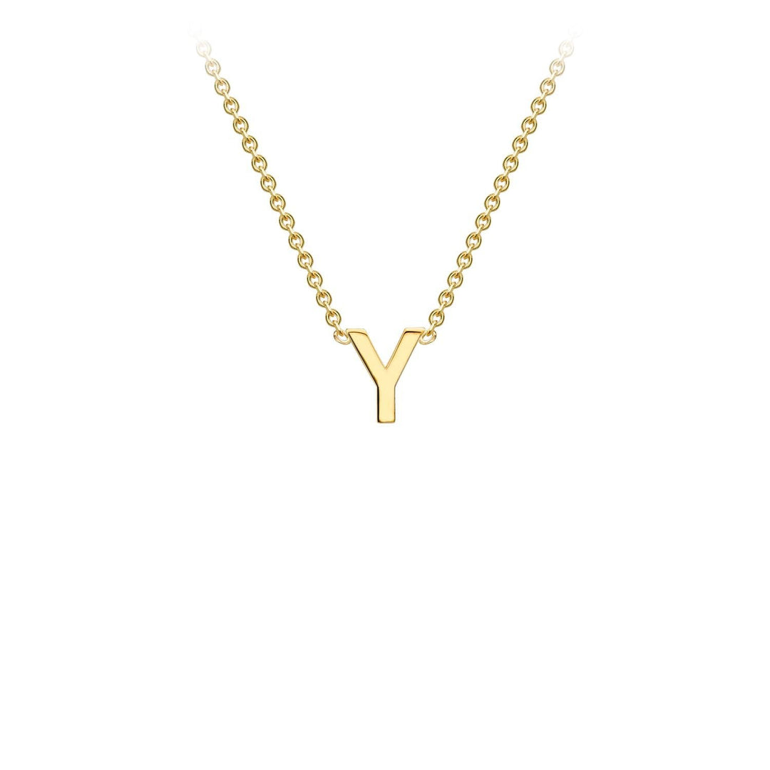 9K Yellow Gold 'Y' Initial Adjustable Letter Necklace 38/43cm
