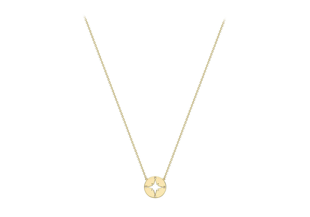 9K Yellow Gold Compass Necklace 40-42 cm