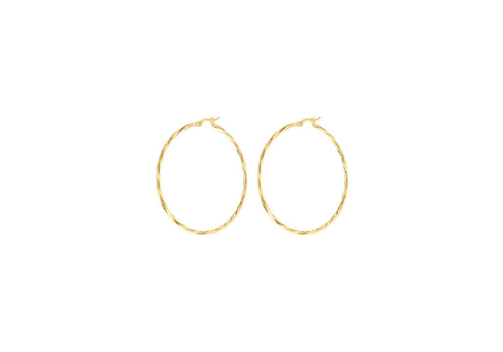 9K Yellow Gold Diamond Cut Hoop Earrings 42mm