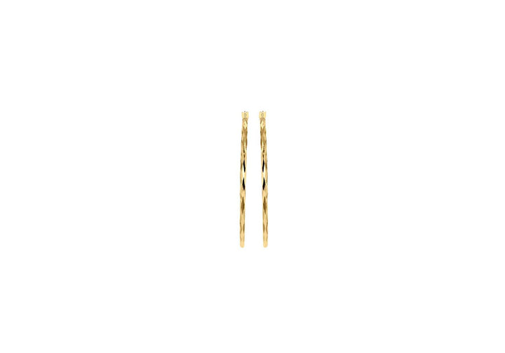 9K Yellow Gold Diamond Cut Hoop Earrings 42mm