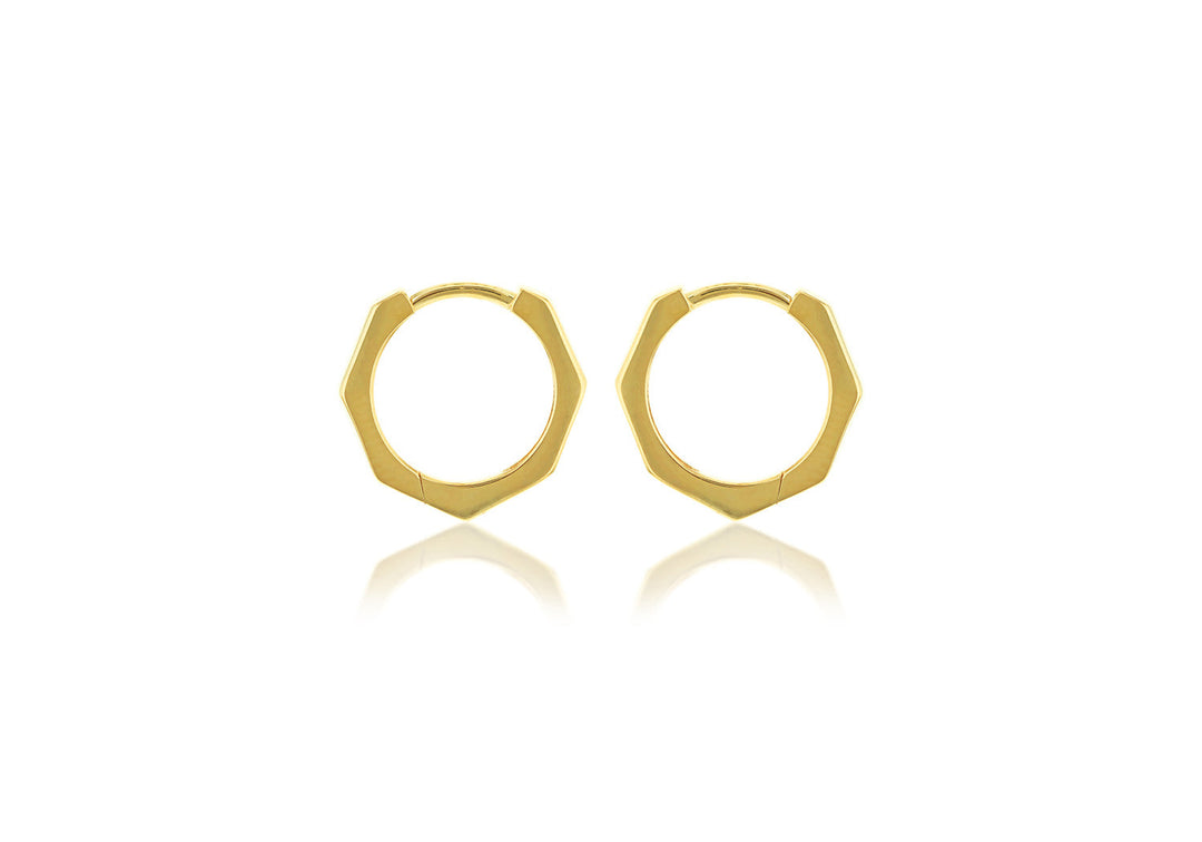 9K Yellow Gold Hexagon Huggies
