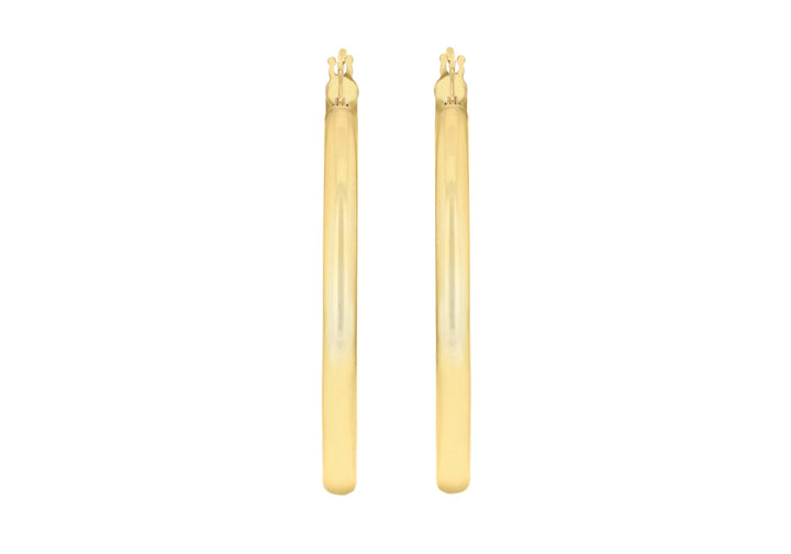 9K Yellow Gold 3mm Round Hoop Earrings 35mm