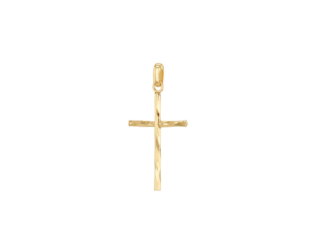 9K Yellow Gold Diamond Cut Cross Pendant