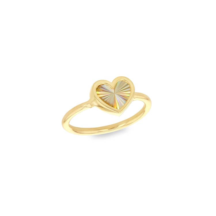 9K Yellow Gold Rainbow Heart Ring