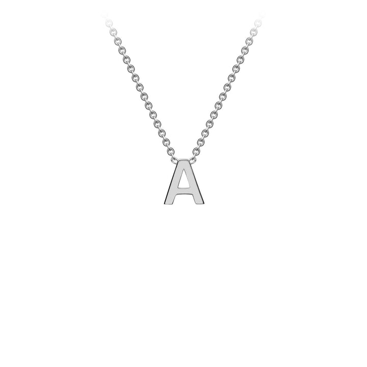 9K White Gold 'A' Initial Adjustable Letter Necklace 38/43cm