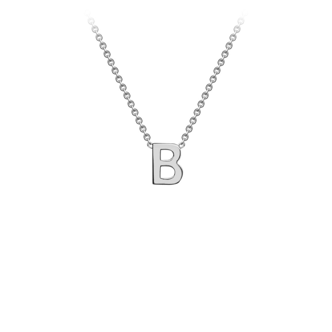 9K White Gold 'B' Initial Adjustable Letter Necklace 38/43cm
