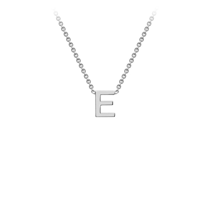 9K White Gold 'E' Initial Adjustable Letter Necklace 38/43cm
