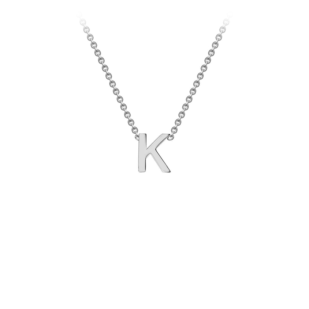 9K White Gold 'K' Initial Adjustable Letter Necklace 38/43cm
