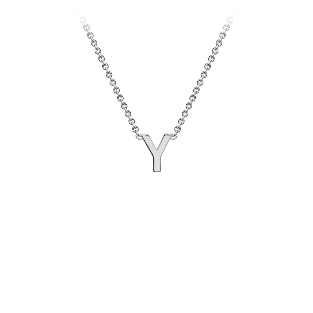 9K White Gold 'Y' Initial Adjustable Letter Necklace 38/43cm