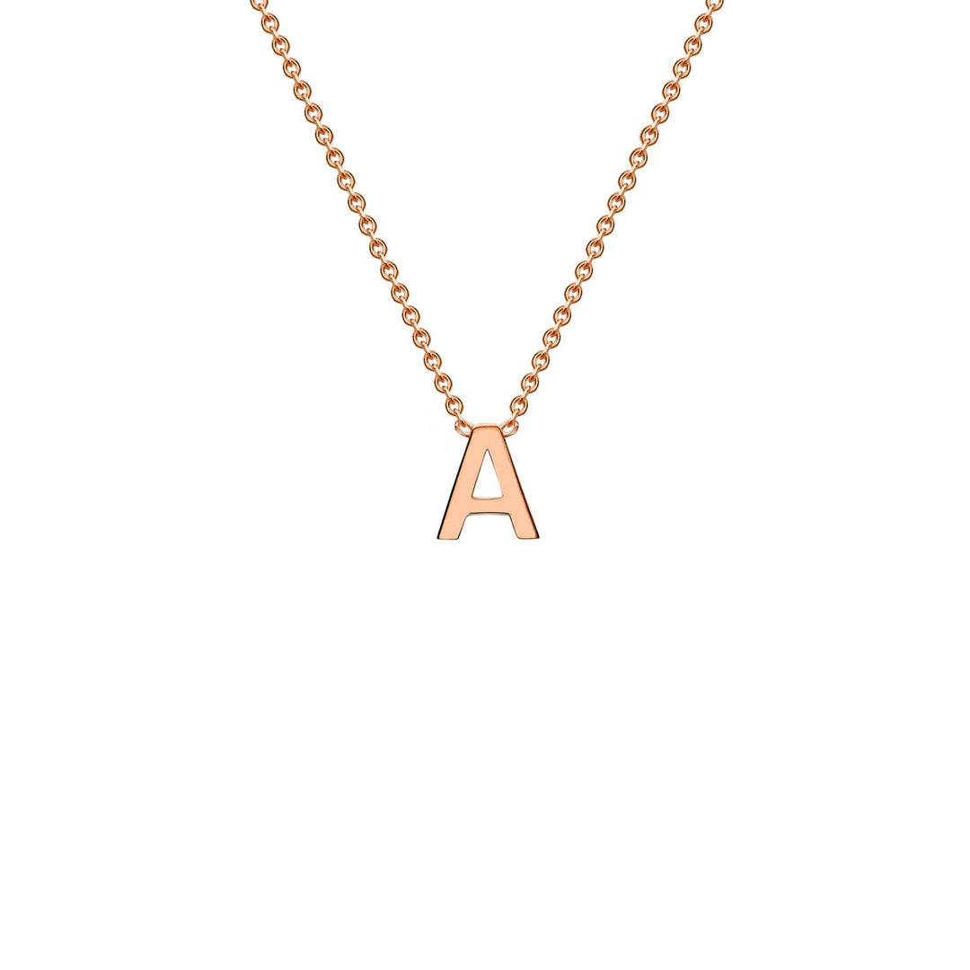 9K Rose Gold 'A' Initial Adjustable Letter Necklace 38/43cm