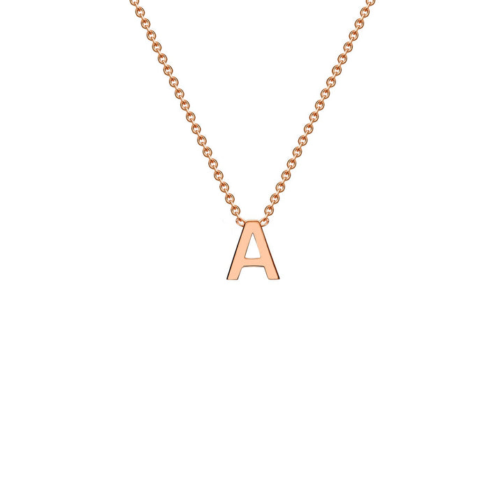 9K Rose Gold 'A' Initial Adjustable Letter Necklace 38/43cm
