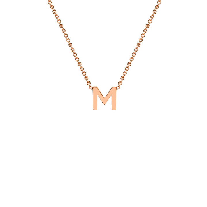 9K Rose Gold 'M' Initial Adjustable Letter Necklace 38/43cm