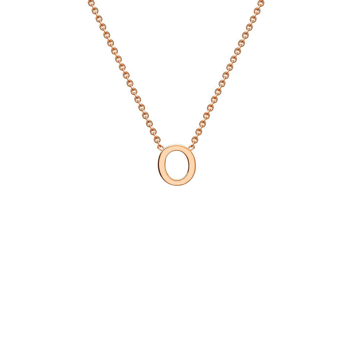 9K Rose Gold 'O' Initial Adjustable Letter Necklace 38/43cm