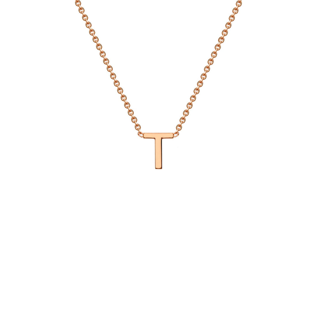 9K Rose Gold 'T' Initial Adjustable Letter Necklace 38/43cm