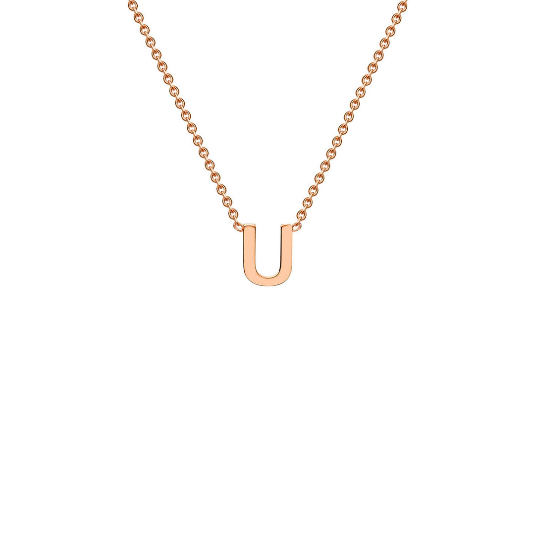9K Rose Gold 'U' Initial Adjustable Letter Necklace 38/43cm