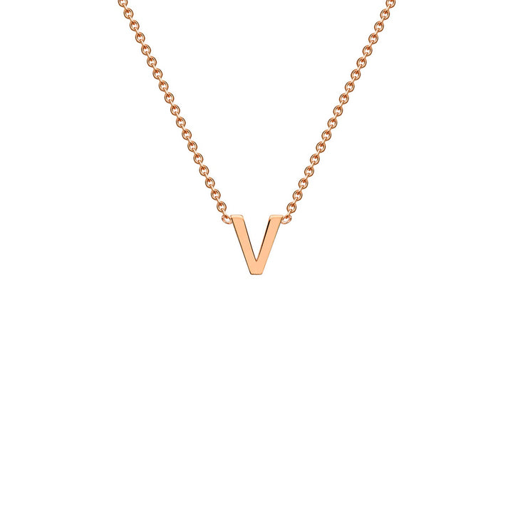 9K Rose Gold 'V' Initial Adjustable Letter Necklace 38/43cm